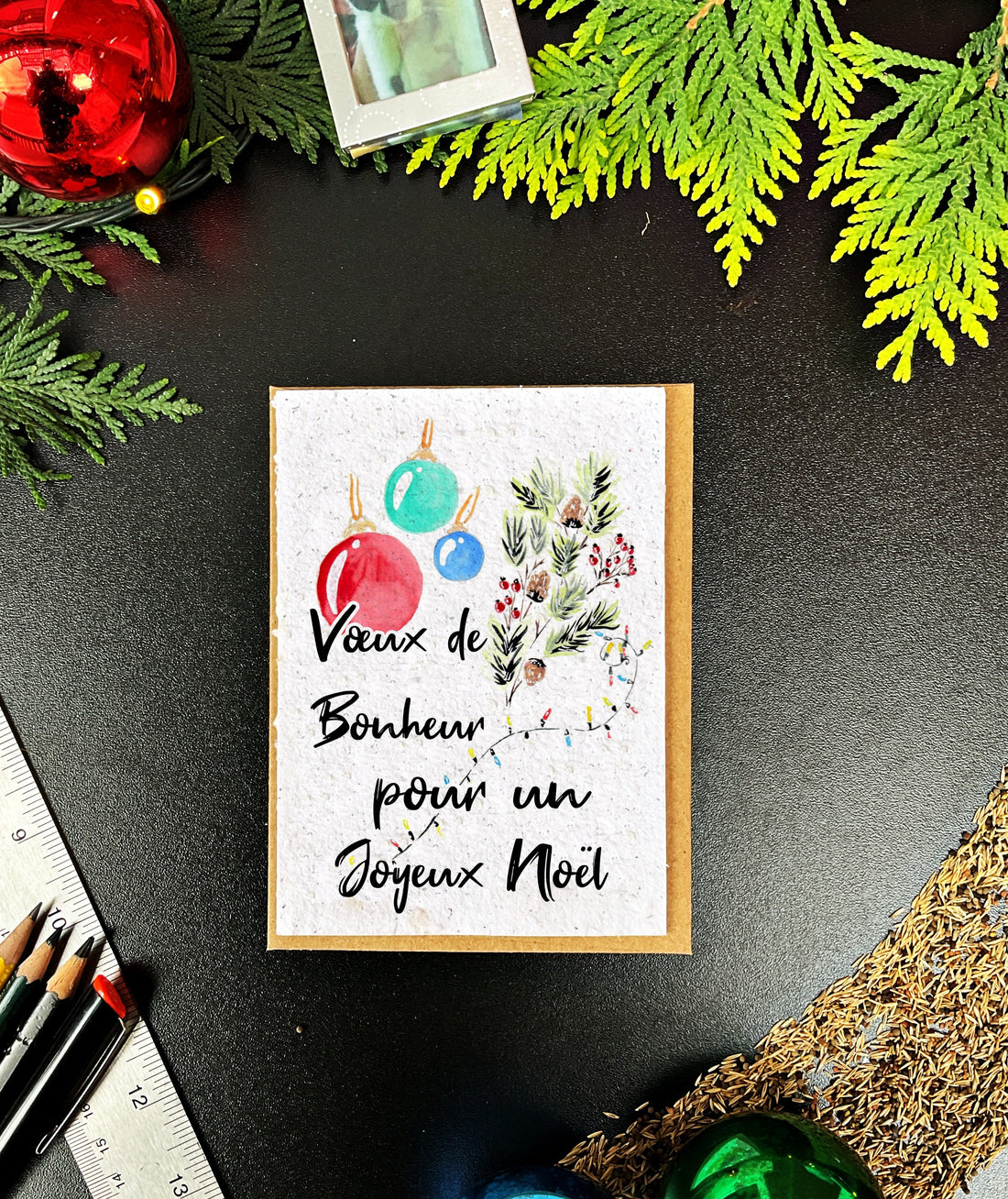 Vœux de Bonheur Noël Holiday Card