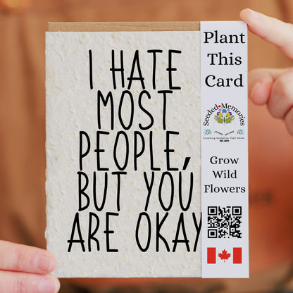 I Hate Most People But You Are Okay - All Occasion Card