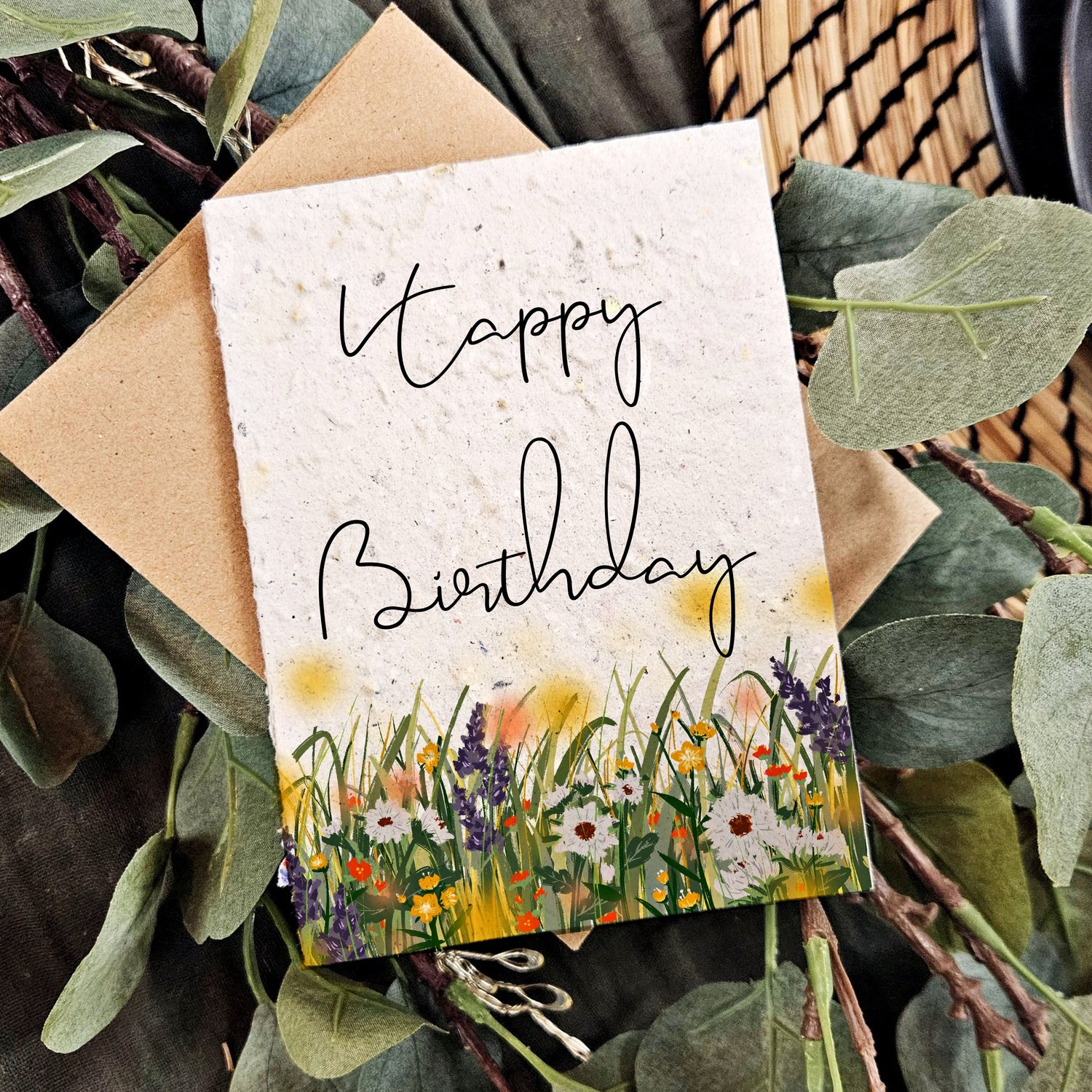 Field of gold Happy birthday card