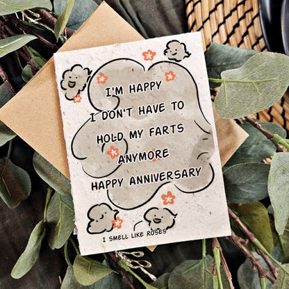 Happy Anniversary, Holding Farts - Love Card