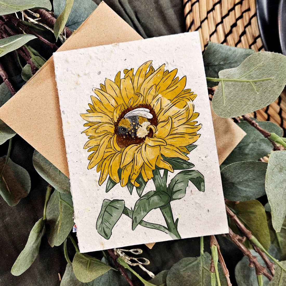 Bee and the Sunflower - Nature Card