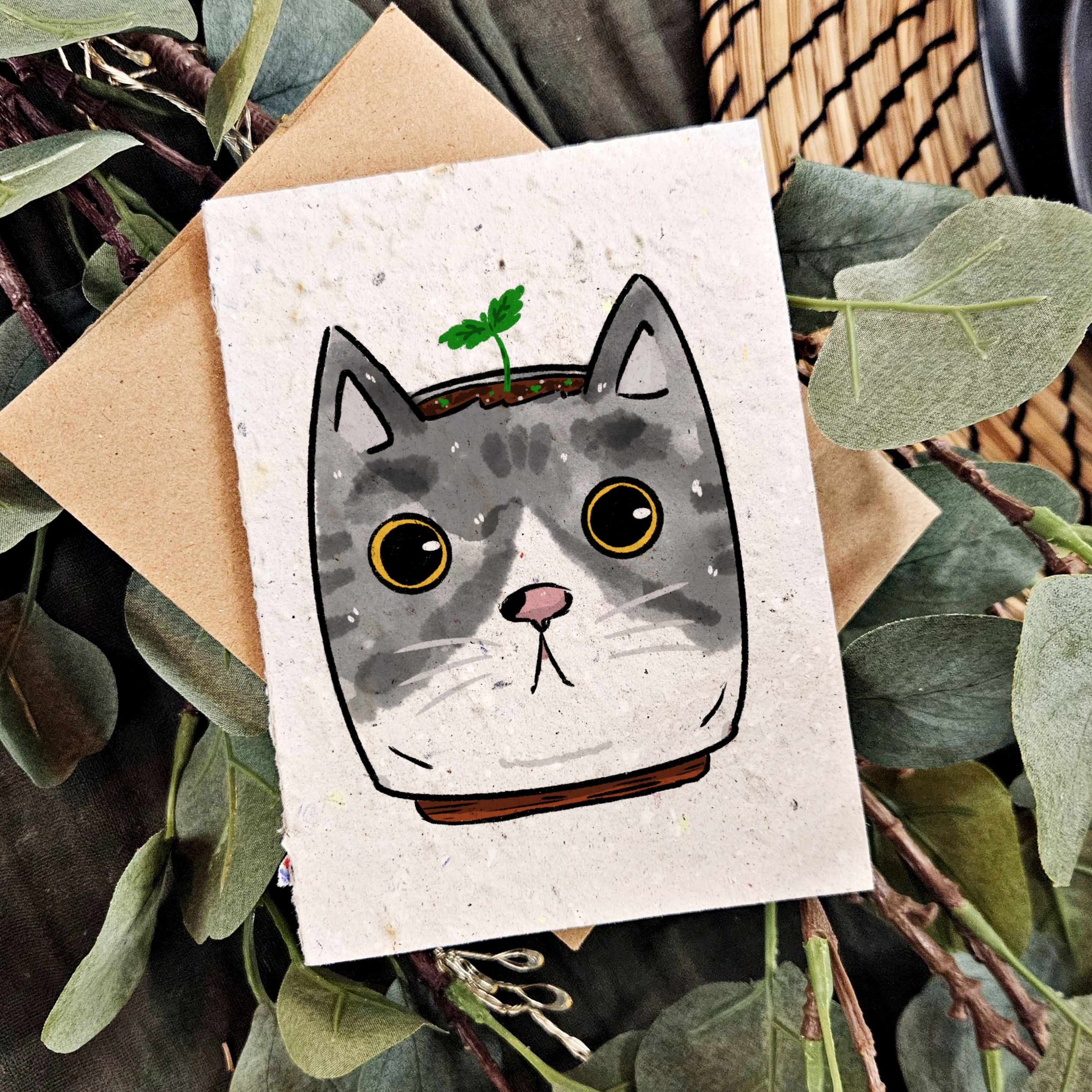 Arnold the Cat Planter - Cat card