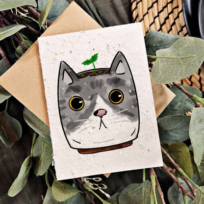 Arnold the Cat Planter - Cat card