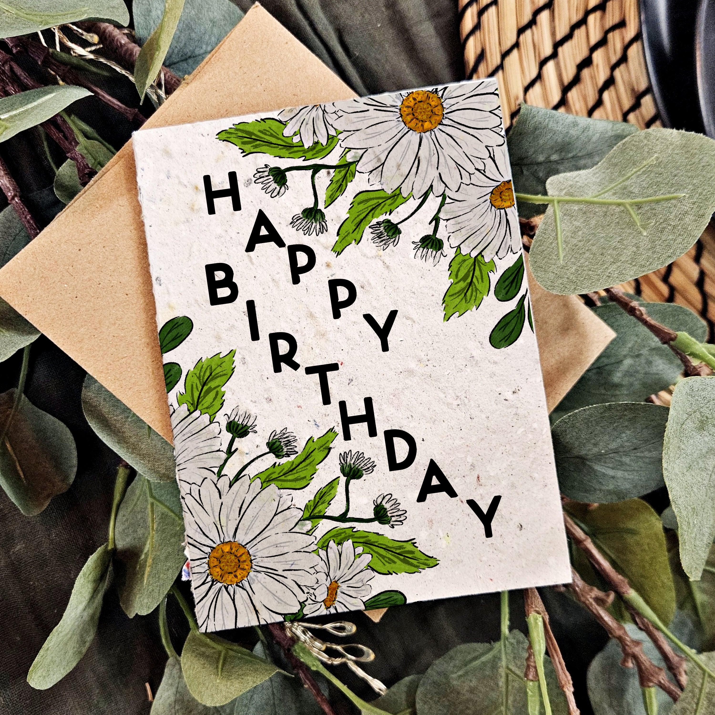 Daisy floral happy birthday Card
