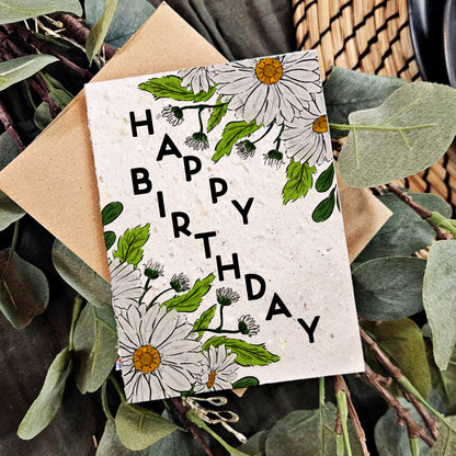 Daisy floral happy birthday Card