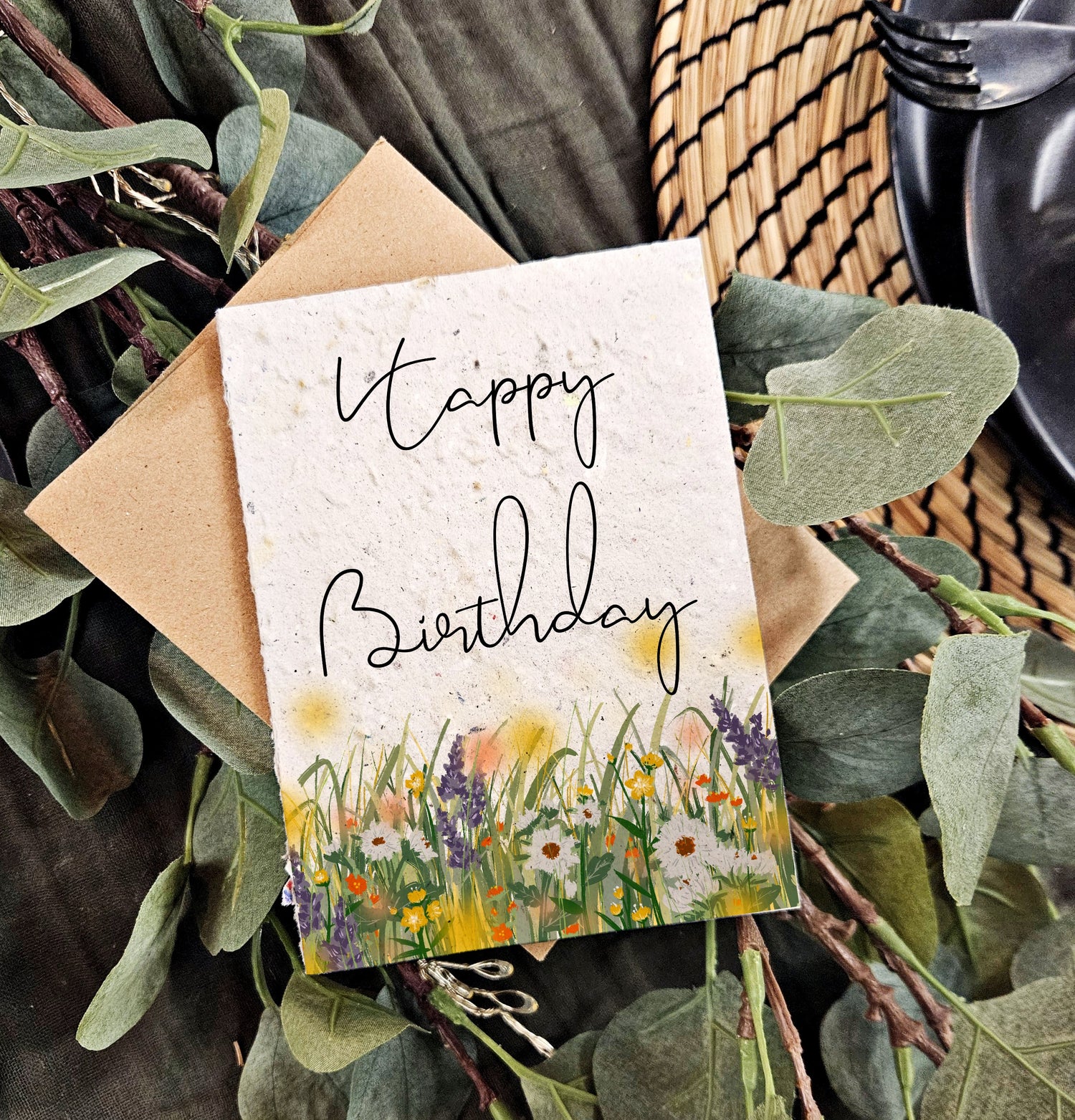 Field of gold Happy birthday card